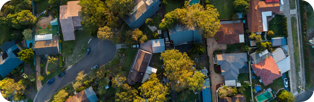 Aerial view of residential neighborhood