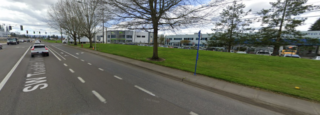 Google Streetview image of Tualatin-Sherwood road, the corridor used in this study