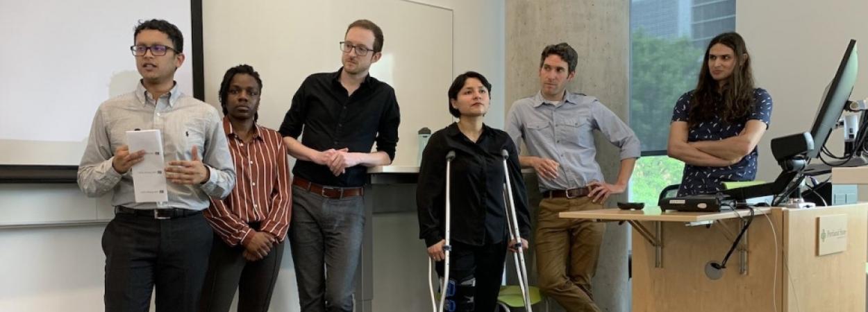 The MURP team Street Perspective presenting their work on June 3 in a PSU Friday Transportation Seminar. From left: Asif Haque, Meisha Whyte, Sean Doyle, Angie Martínez, Peter Domine, Nick Meusch