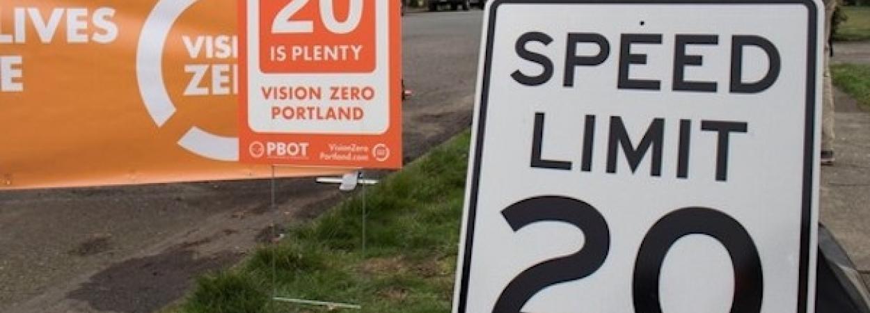 Effect of Residential Street Speed Limit Reduction from 25 to 20 mi/hr on Driving Speeds in Portland, Oregon