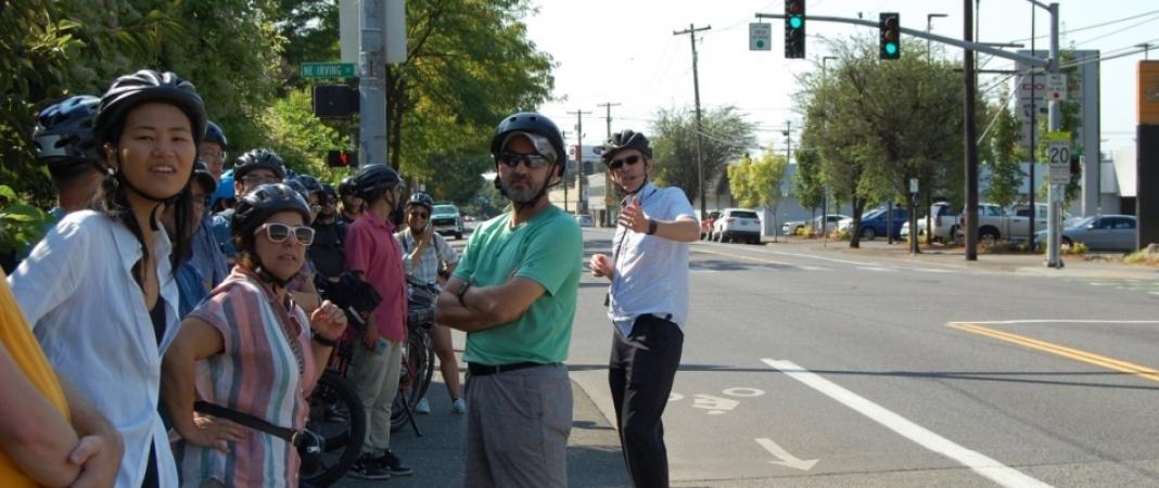 Students and instructors on a field tour during the 2022 Comprehensive Bikeway Design Workshop