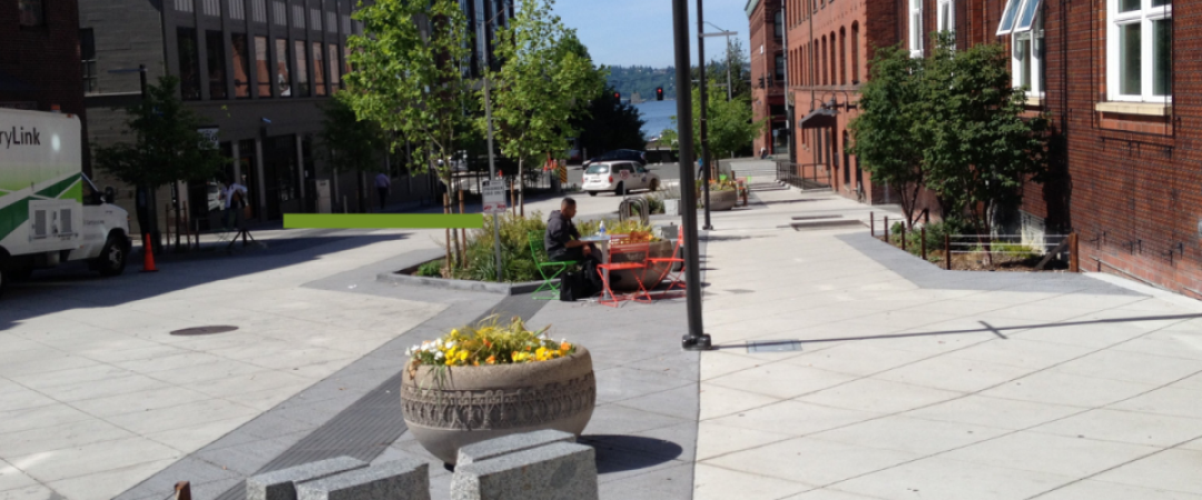 An image of Bell Street in Seattle, one example cited in the students' report. Photo by Dongho Chang.