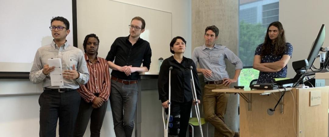 The MURP team Street Perspective presenting their work on June 3 in a PSU Friday Transportation Seminar. From left: Asif Haque, Meisha Whyte, Sean Doyle, Angie Martínez, Peter Domine, Nick Meusch