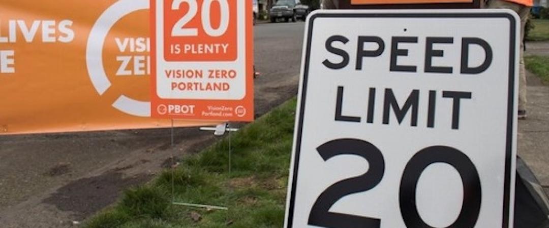 Effect of Residential Street Speed Limit Reduction from 25 to 20 mi/hr on Driving Speeds in Portland, Oregon